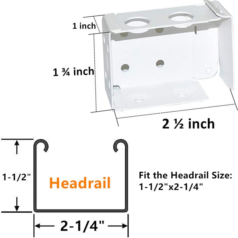 Cutelec 2pcs Box Mounting Bracket for Low Profile Blinds 2inch White Color Window Blinds Headrail Holder Bracket - Image 2